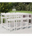 vidaXL 9 Piece Garden Bar Set White Solid Wood Pine