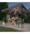 vidaXL Gazebo with LED String Lights 3x3 m Taupe