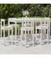 vidaXL 7 Piece Garden Bar Set White Solid Wood Pine