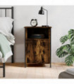 vidaXL Bedside Cabinet Smoked Oak 40x42x60 cm Engineered Wood