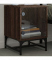vidaXL Bedside Cabinet with Glass Door Brown Oak 35x37x50 cm