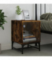 vidaXL Bedside Cabinet with Glass Door Smoked Oak 35x37x50 cm