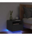 vidaXL Bedside Cabinet with LED Lights Black 40x39x37 cm