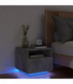 vidaXL Bedside Cabinet with LED Lights Concrete Grey 40x39x37 cm