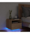 vidaXL Bedside Cabinet with LED Lights Sonoma Oak 40x39x37 cm