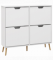 HOMCOM Shoe Storage Cabinet with 4 Flip Drawers for 16 Pairs of Shoes, White