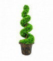 90cm Green Large Leaf Spiral with Decorative Planter