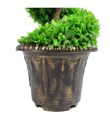 90cm Green Large Leaf Spiral with Decorative Planter