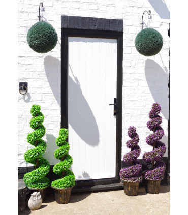 90cm Green Large Leaf Spiral with Decorative Planter