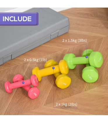 HOMCOM 6kg Dumbbell Fitness Weights Set for Men and Women, Home Gym Workout