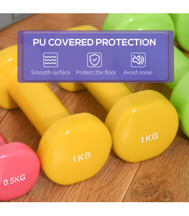 HOMCOM 6kg Dumbbell Fitness Weights Set for Men and Women, Home Gym Workout