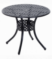 Outsunny Round Aluminium Outdoor Garden Dining Table with Umbrella Hole, Black