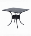 Outsunny Square Aluminium Outdoor Garden Dining Table with Umbrella Hole, Black