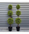 120cm Pair of Green Triple Ball Topiary Trees