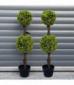 90cm Pair of Green Double Ball Topiary Trees