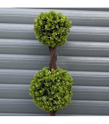 90cm Pair of Green Double Ball Topiary Trees