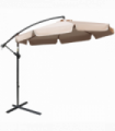 Outsunny 2.7m Garden Cantilever Banana Parasol Sun Shade w/ Crank, Light Brown