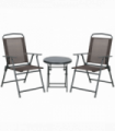 Outsunny Patio Bistro Set Folding Chairs & Coffee Table for Balcony, Brown