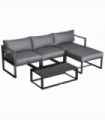 Outsunny 5-Piece Outdoor Patio Set Padded Cushion Coffee Table Aluminum Tube