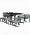 Outsunny 9PCs Patio Dining Sets 4 Chairs 4 Ottoman Cushioned Seating and Back