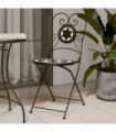 vidaXL Bistro Chairs Foldable 2 pcs Black and White Ceramic