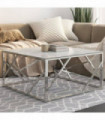 vidaXL Coffee Table Silver Stainless Steel and Tempered Glass
