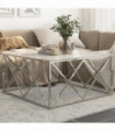 vidaXL Coffee Table Silver Stainless Steel and Tempered Glass