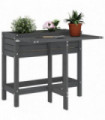 vidaXL Garden Planter with Folding Tabletop Grey Solid Wood Pine