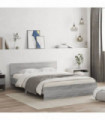vidaXL Bed Frame with Headboard Grey Sonoma 140x200 cm