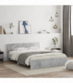vidaXL Bed Frame with Headboard Concrete Grey 140x200 cm
