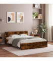vidaXL Bed Frame with Headboard Smoked Oak 140x200 cm