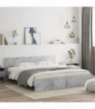 vidaXL Bed Frame with Headboard Concrete Grey 160x200 cm