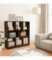 vidaXL Book Cabinet Smoked Oak 97.5x29.5x100 cm Engineered Wood