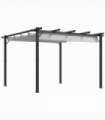 Outsunny 3x3(m) Pergola Gazebo Sun Shade Shelter Aluminium Garden Canopy, Grey