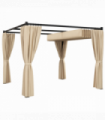 Outsunny 3 x 3(m) Pergola with Retractable Roof and Curtains, Beige