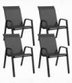 Outsunny Wicker Dining Chairs Set of 4, Stackable Outdoor Chairs, Grey