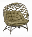 Outsunny 2 Seater Egg Chair Outdoor with Cushion, Cup Pockets - Khaki