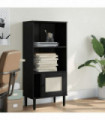 vidaXL Bookcase SENJA Rattan Look Black 60x35x130 cm Solid Wood Pine