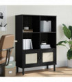 vidaXL Bookcase SENJA Rattan Look Black 90x35x130 cm Solid Wood Pine