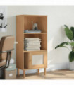 vidaXL Bookcase SENJA Rattan Look Brown 60x35x130 cm Solid Wood Pine