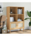 vidaXL Bookcase SENJA Rattan Look Brown 90x35x130 cm Solid Wood Pine