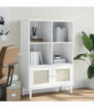 vidaXL Bookcase SENJA Rattan Look White 90x35x130 cm Solid Wood Pine