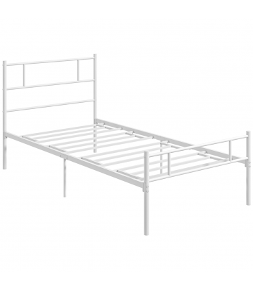 HOMCOM Single Metal Bed Frame w/ Headboard and Footboard, Underbed Storage Space