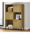 vidaXL Bookcase with Metal Legs Brown 90x35x128.5 cm Solid Wood OSLO