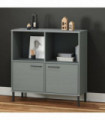 vidaXL Bookcase with Metal Legs Grey 90x35x90.5 cm Solid Wood OSLO