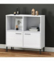 vidaXL Bookcase with Metal Legs White 90x35x90.5 cm Solid Wood OSLO