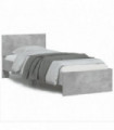 vidaXL Bed Frame with Headboard Concrete Grey 75x190 cm Small Single Engineered wood