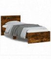 vidaXL Bed Frame with Headboard Smoked Oak 75x190 cm Small Single Engineered wood