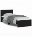 vidaXL Bed Frame with Headboard Black 90x200 cm Engineered wood