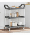 vidaXL 3-Tier Trolley Grey 81x41x92 cm Aluminium